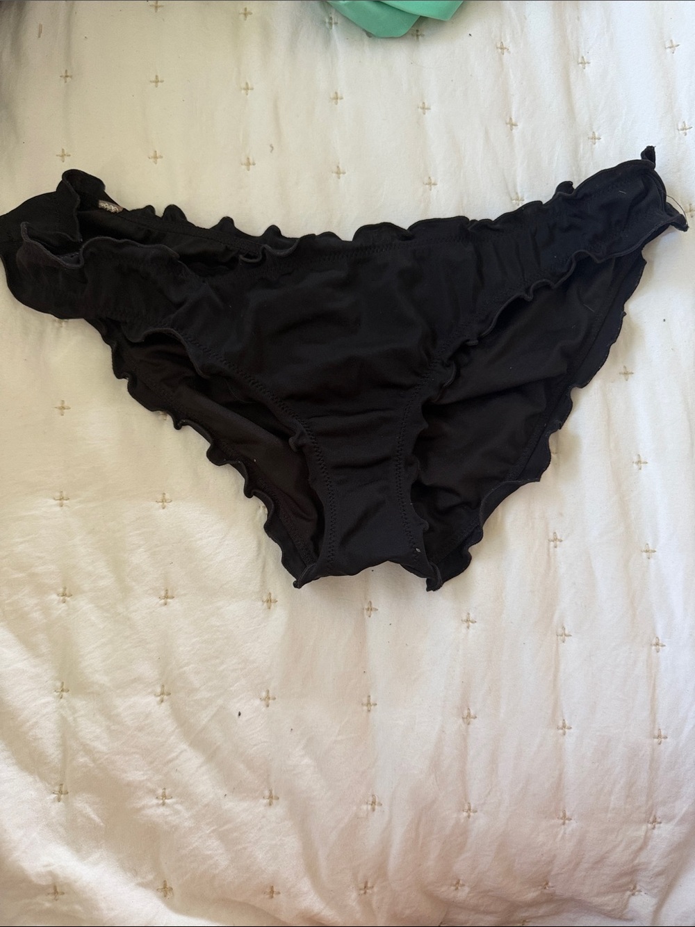 PINK Victoria's Secret Black Ruffle Bikini Bottoms